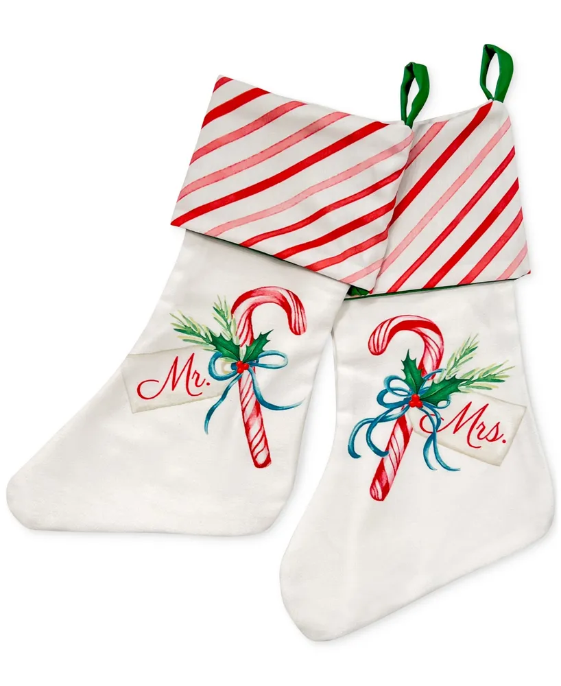 Lenox Mr. & Mrs. 2 Piece Candy Cane Stocking Set