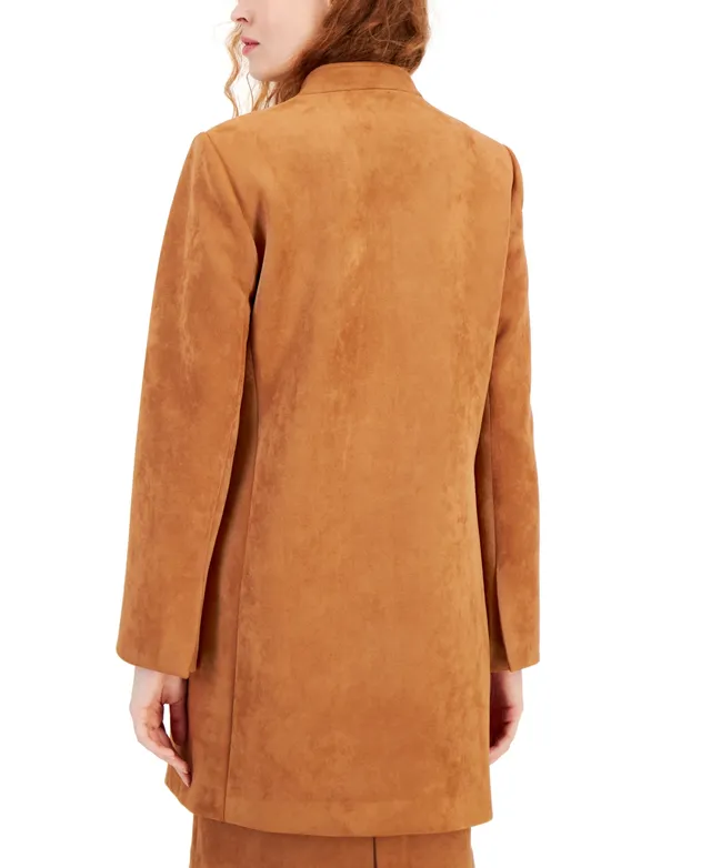 Tahari Asl Women's Open-Front Long-Sleeve Faux-Suede Topper Jacket