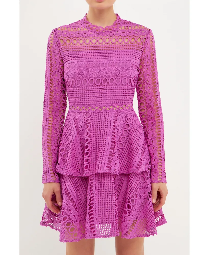 Crochet-look Lace Dress