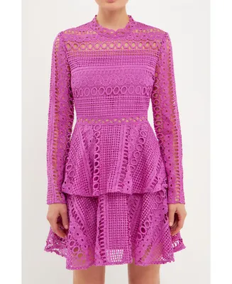 endless rose Women's Crochet Lace Mini Dress