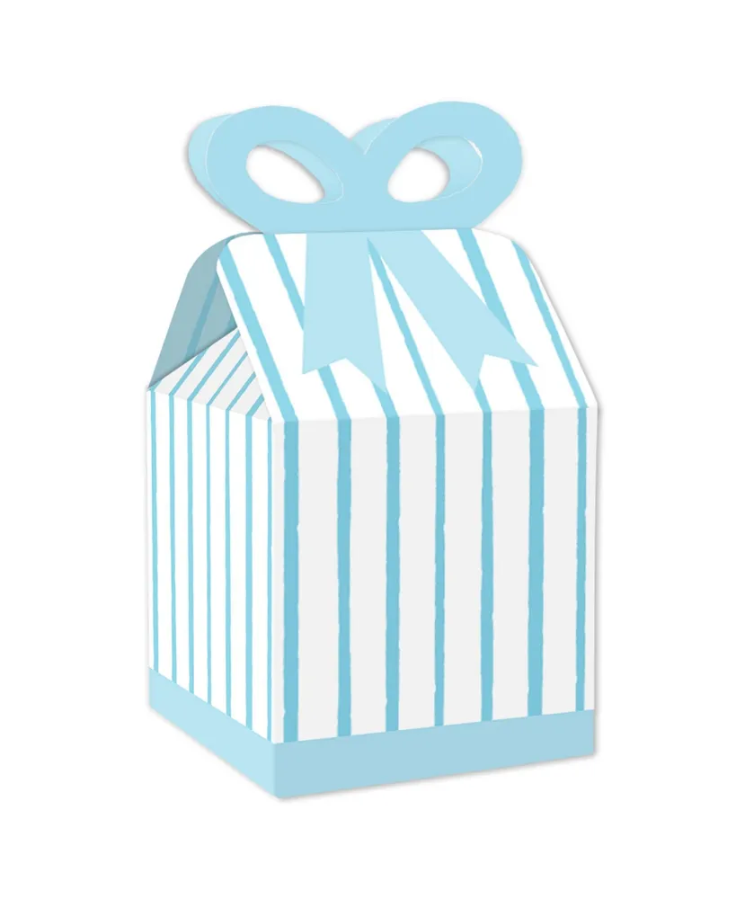 Stripes - Square Favor Gift Boxes - Simple Party Bow Boxes