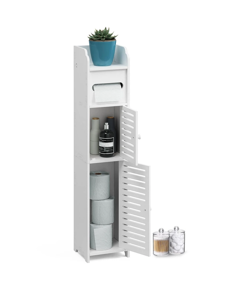 Nestl Narrow Bathroom Storage Cabinet & Organizer with 2 Doors 3 Shelves