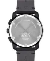 Movado Men's Bold Tr90 Swiss Quartz Chrono Black Leather Watch 44mm