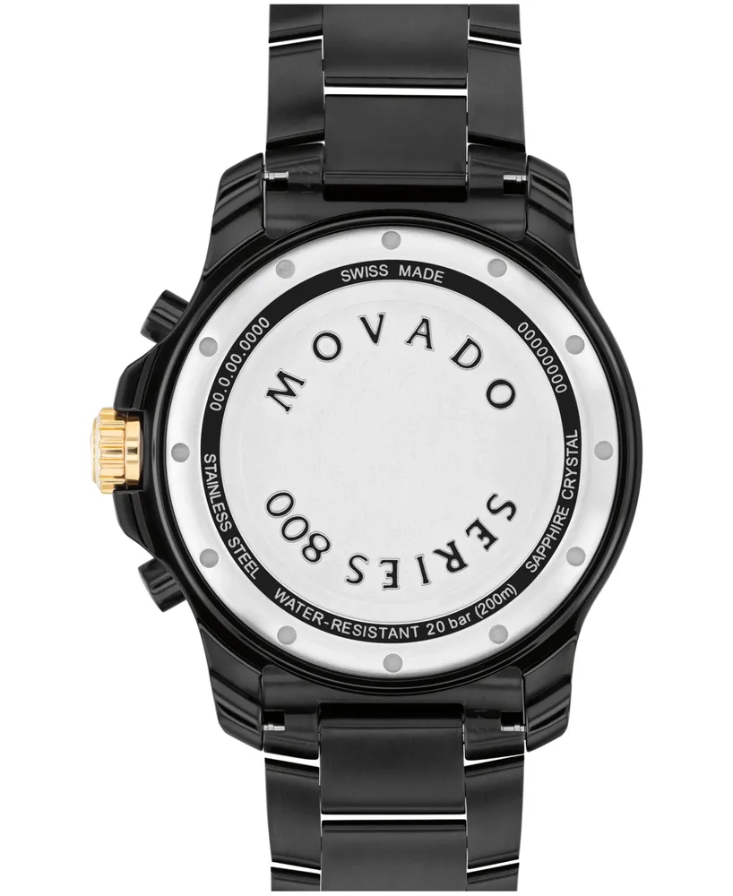 Movado Men's Series 800 Swiss Quartz Chrono Black Pvd Watch 42mm