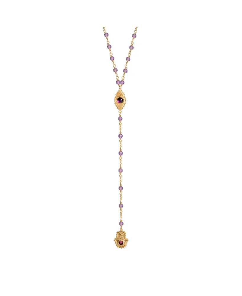 Karma and Luck Peace of Spirit - Amethyst Evil Eye Hamsa Lariat