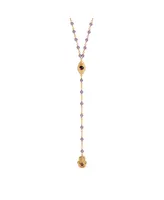 Karma and Luck Peace of Spirit - Amethyst Evil Eye Hamsa Lariat Necklace