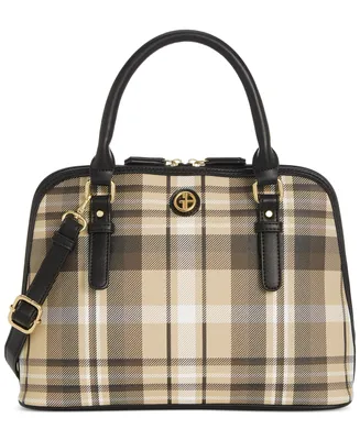 Giani Bernini Saffiano Plaid Dome Satchel, Created for Macy's