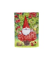 Evergreen Geranium Gnome Garden Suede Flag 12.5 x 18 Inches Indoor Outdoor Decor