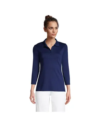 Lands' End Women's 3/4 Sleeve Supima Cotton Polo Shirt