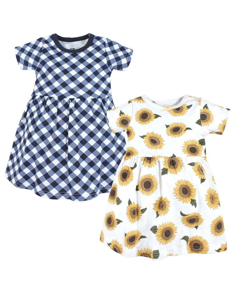 Hudson Baby Toddler Girls Cotton Dresses 2pck, Sunflower