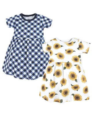 Hudson Baby Toddler Girls Cotton Short-Sleeve Dresses 2pk