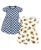 Hudson Baby Toddler Girls Cotton Dresses 2pck, Sunflower