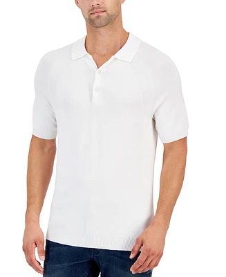 Alfani Men's Ribbed Raglan Sweater-Knit Polo Shirt, Created for Macy's