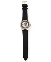 Accutime Unisex Disney 100th Anniversary Analog Black Faux Leather Watch 33mm