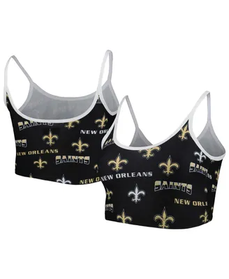 Women's Concepts Sport Black New Orleans Saints Breakthrough Allover Knit Lounge Bralette