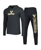 Men's Concepts Sport Black, Charcoal Vanderbilt Commodores Meter Pullover Hoodie and Joggers Sleep Set