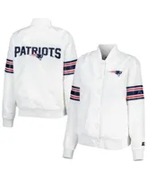 Women's Starter White New England Patriots Line Up Satin Full-Snap Varsity Jacket