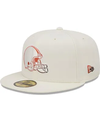 Men's New Era Cream Cleveland Browns Chrome Color Dim 59FIFTY Fitted Hat