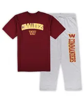 Men's Concepts Sport Burgundy, Heather Gray Washington Commanders Big and Tall T-shirt Pajama Pants Sleep Set