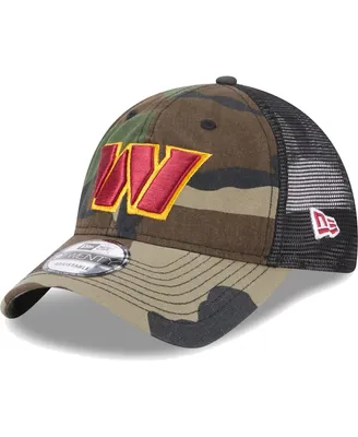 Men's New Era Camo, Black Washington Commanders Basic Trucker 9TWENTY Snapback Hat