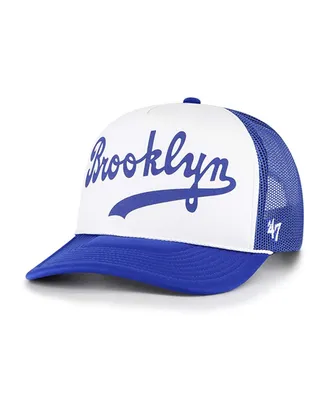Men's '47 Brand White Los Angeles Dodgers Foam Front Script Trucker Snapback Hat