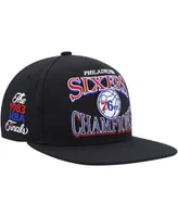 Men's Mitchell & Ness Black Philadelphia 76ers Hardwood Classics Soul Champions Era Diamond Snapback Hat