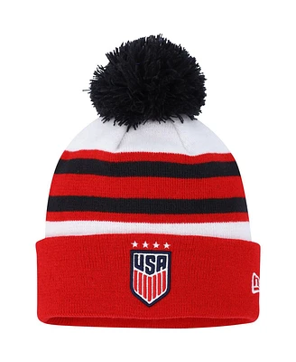 Men's New Era White Uswnt Team Cuffed Knit Hat with Pom