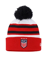 Men's New Era White Uswnt Team Cuffed Knit Hat with Pom