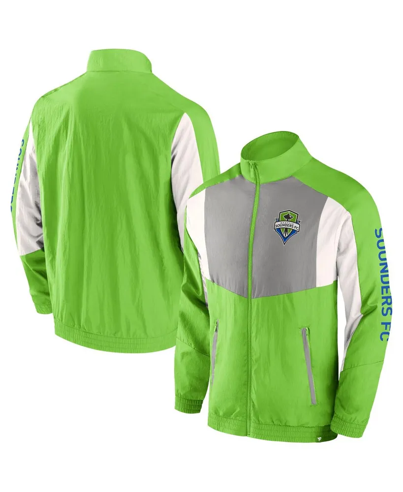 Men's Fanatics Rave Green Seattle Sounders Fc Net Goal Raglan Full-Zip Track Jacket