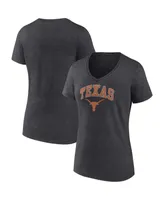 Women's Fanatics Heather Charcoal Texas Longhorns Evergreen Campus V-Neck T-shirt