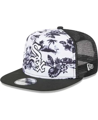 Men's New Era White, Black Chicago White Sox Vacay 2.0 A-Frame Trucker 9FIFTY Snapback Hat