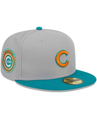 Men's New Era Gray, Teal Chicago Cubs 59FIFTY Fitted Hat