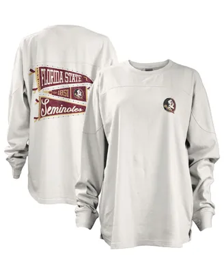 Women's Pressbox White Florida State Seminoles Pennant Stack Oversized Long Sleeve T-shirt