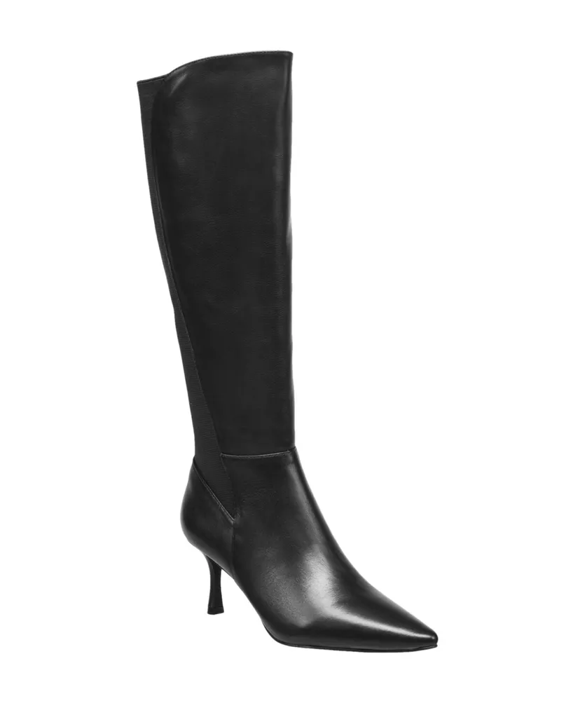 French Connection Women's Logan Leather Pointed Toe Knee High Boots