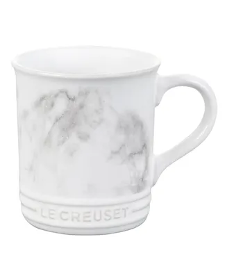 Le Creuset Stoneware 14 Oz Mug with Marble Applique - White