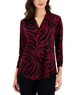 Jm Collection Women's Animal-Print Necklace Top, Created for Macy's