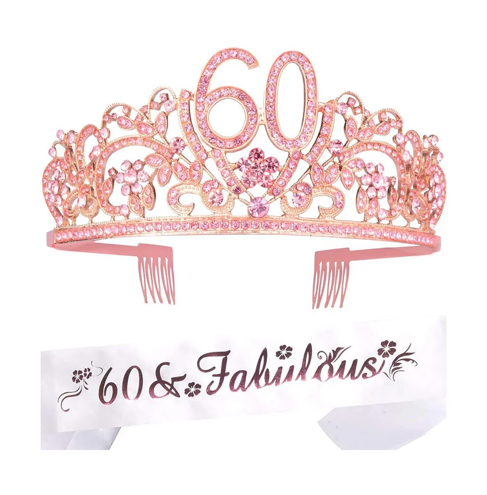 60th Birthday Sash and Tiara Set for Women