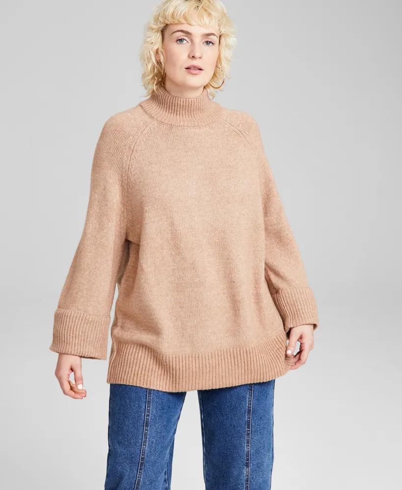 Petite Ribbed Mock-Neck Sweater, Created for Macy's