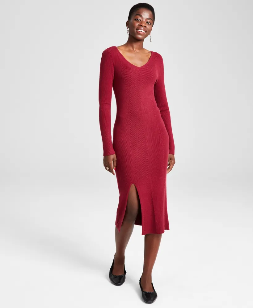 And Now This Women's V-Neck Midi Sweater Dress, Created for Macy's