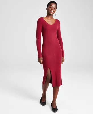 And Now This Women's V-Neck Midi Sweater Dress, Created for Macy's