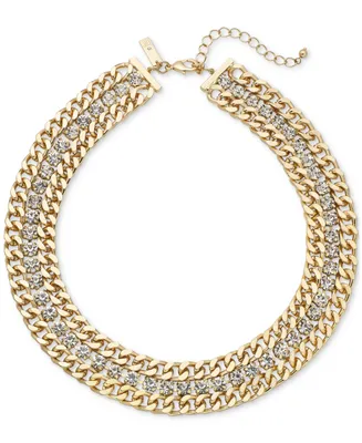 I.n.c. International Concepts Two-Tone Crystal Necklace, 17" + 3" extender, Created for Macy's