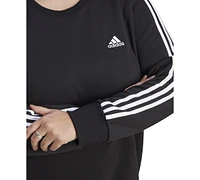 adidas Plus Size 3-Stripes Crewneck Fleece Sweatshirt