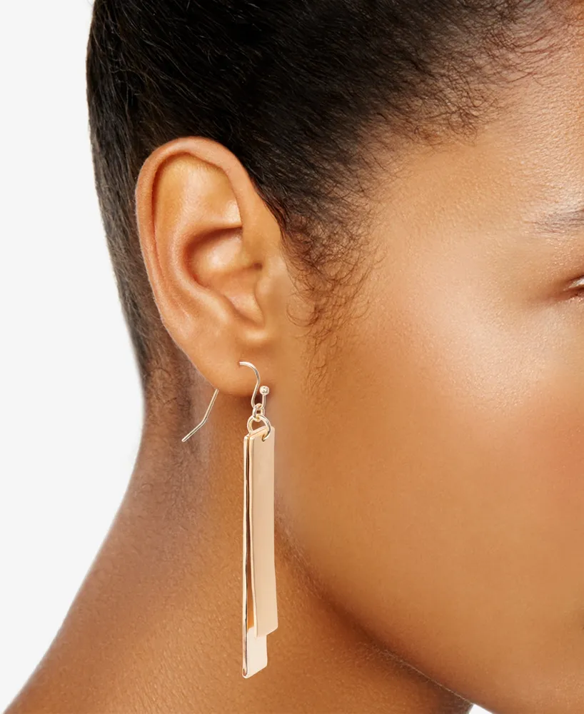 Style & Co Mixed-Metal Double Bar Linear Earrings, Created for Macy's