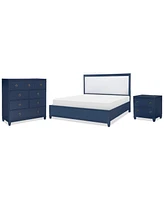 Summerland 3pc Bedroom Set (California King Upholstered Bed, Chest, Nightstand)