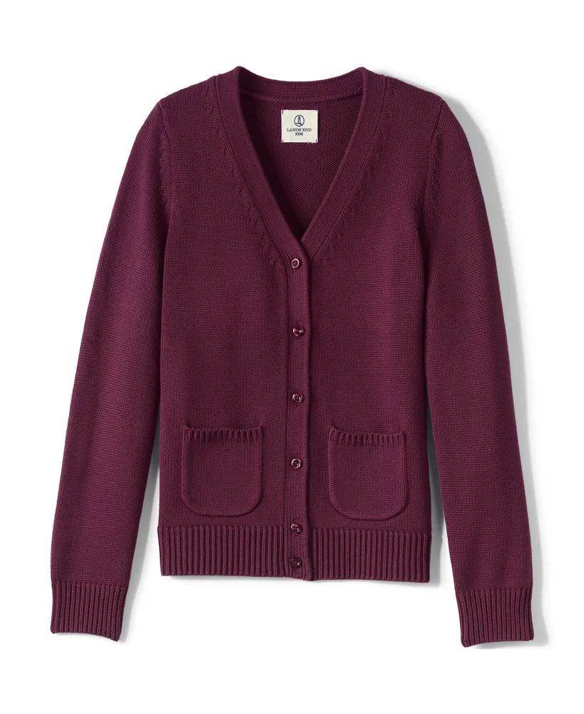 Lands' End Girls School Uniform Cotton Modal Button Front Cardigan Sweater