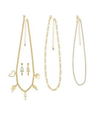 Aaliyah 3Pc Ankh Necklace And Earring Set