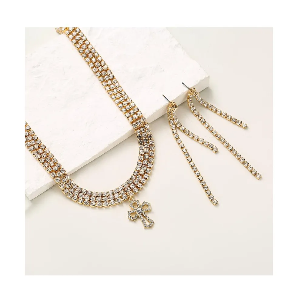 Cross Necklace And Earring Set