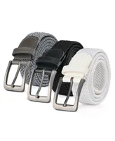 Men's Elastic Braided Stretch Belt for Big & Tall Pack of 3