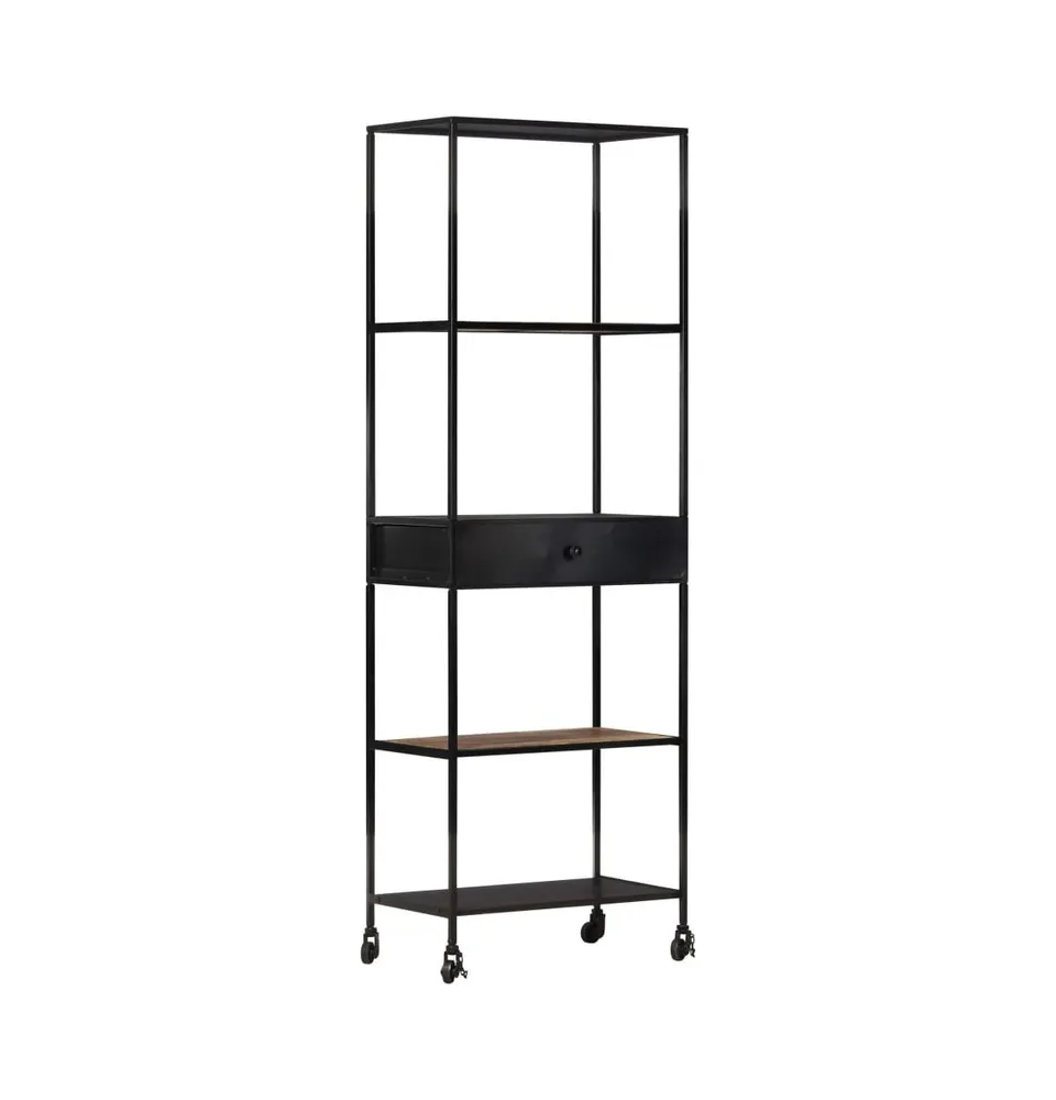 vidaXL Book Cabinet 23.6"x13.8"x70.9" Rough Mango Wood & Iron