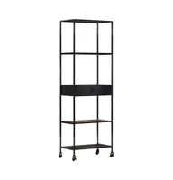 vidaXL Book Cabinet 23.6"x13.8"x70.9" Rough Mango Wood & Iron